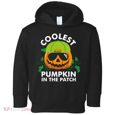 Coolest Pumpkin In The Patch Boy Pumpkin Halloween Toddler Hoodie