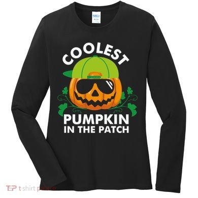 Coolest Pumpkin In The Patch Boy Pumpkin Halloween Women's Long Sleeve Shirt