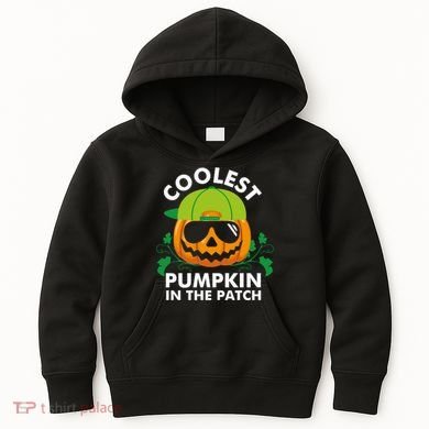 Coolest Pumpkin In The Patch Boy Pumpkin Halloween Kids Hoodie