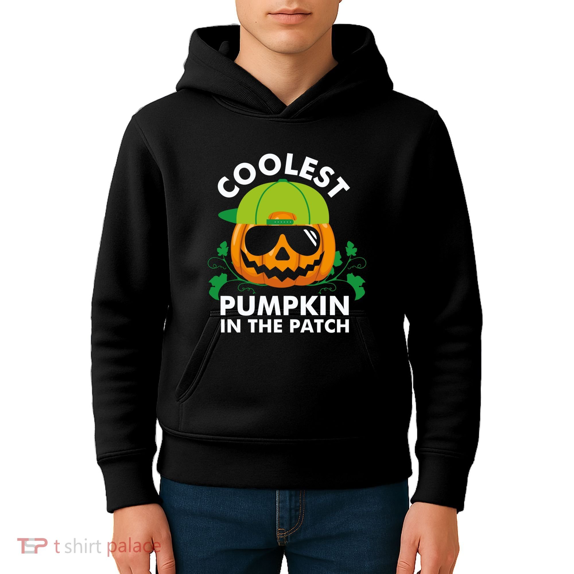Coolest Pumpkin In The Patch Boy Pumpkin Halloween Kids Hoodie