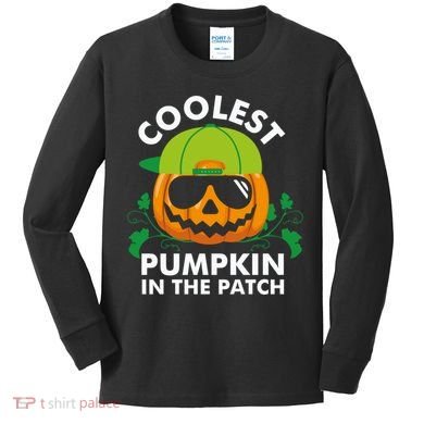 Coolest Pumpkin In The Patch Boy Pumpkin Halloween Kids Long Sleeve Shirt