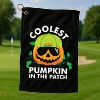 Coolest Pumpkin In The Patch Kids Boy Pumpkin Halloween Golf Towel thumb 1