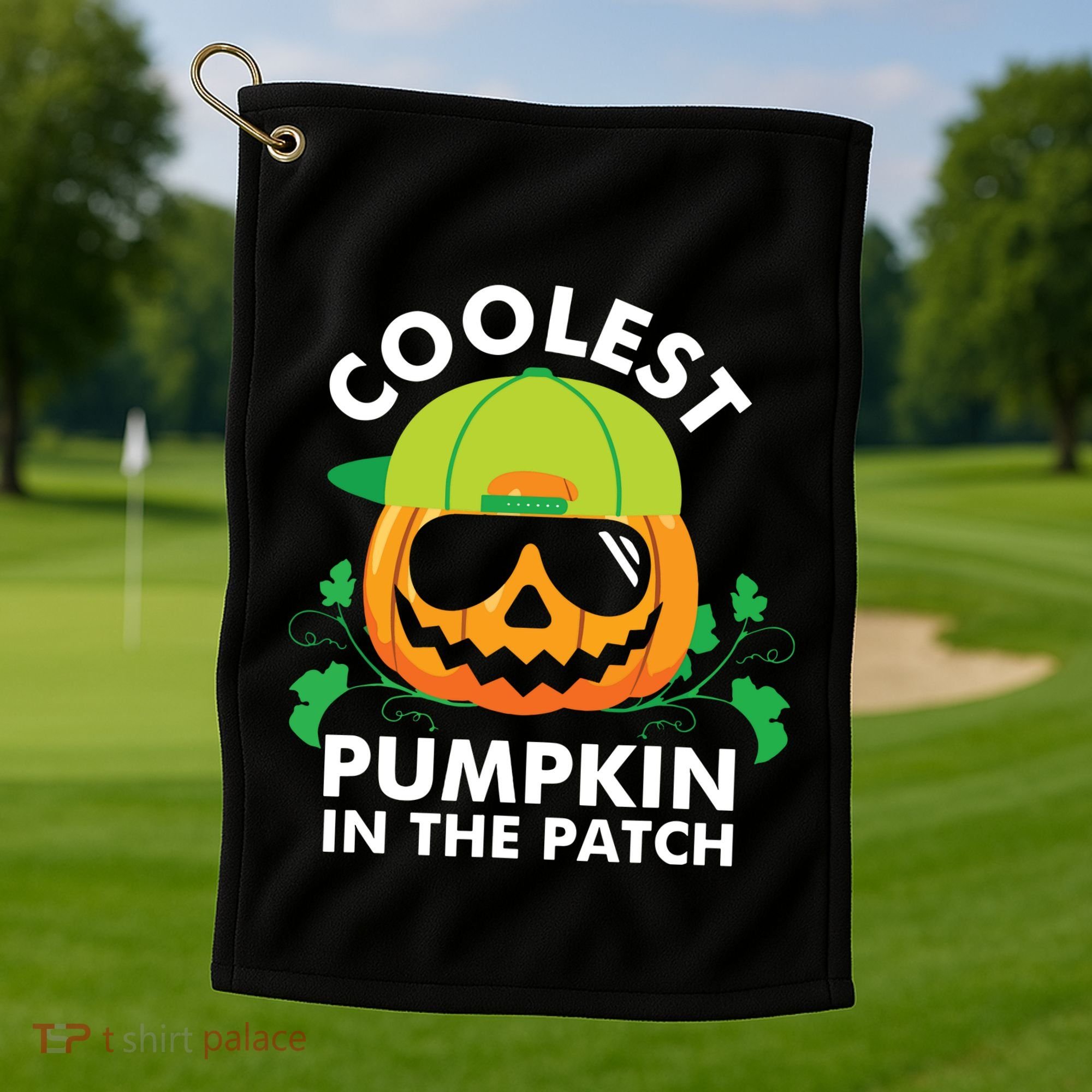 Coolest Pumpkin In The Patch Kids Boy Pumpkin Halloween Golf Towel