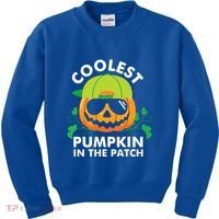 Coolest Pumpkin In The Patch Kids Boy Pumpkin Halloween Kids Sweatshirt thumb 0