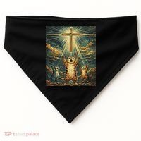 Cat Praying Jesus Cross Scared Cats Worship God Funny USA-Made Doggie Bandana thumb 0
