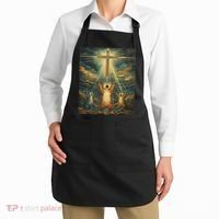 Cat Praying Jesus Cross Scared Cats Worship God Funny Apron thumb 2
