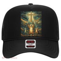 Cat Praying Jesus Cross Scared Cats Worship God Funny Hat thumb 0