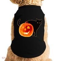 Creepy Pumpkin Jack O Lantern Black Cat Halloween Doggie Tank thumb 0