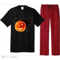 Creepy Pumpkin Jack O Lantern Black Cat Halloween Pajama Set thumb 0