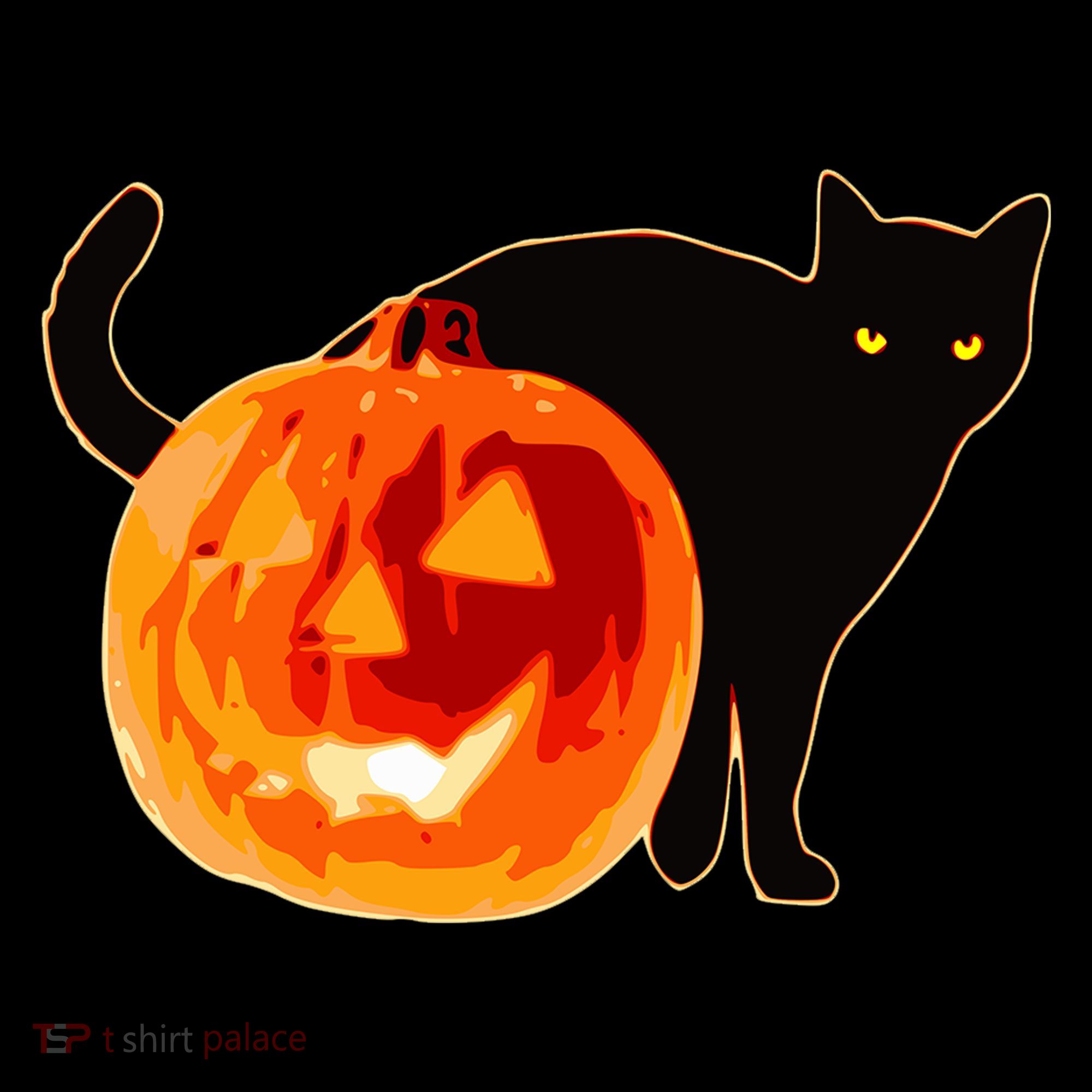Creepy Pumpkin Jack O Lantern Black Cat Halloween Women's Hoodie