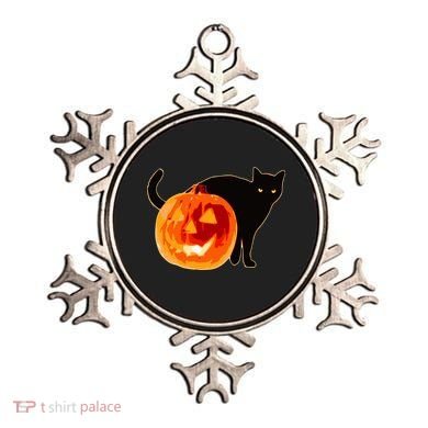 Creepy Pumpkin Jack O Lantern Black Cat Halloween Ornament