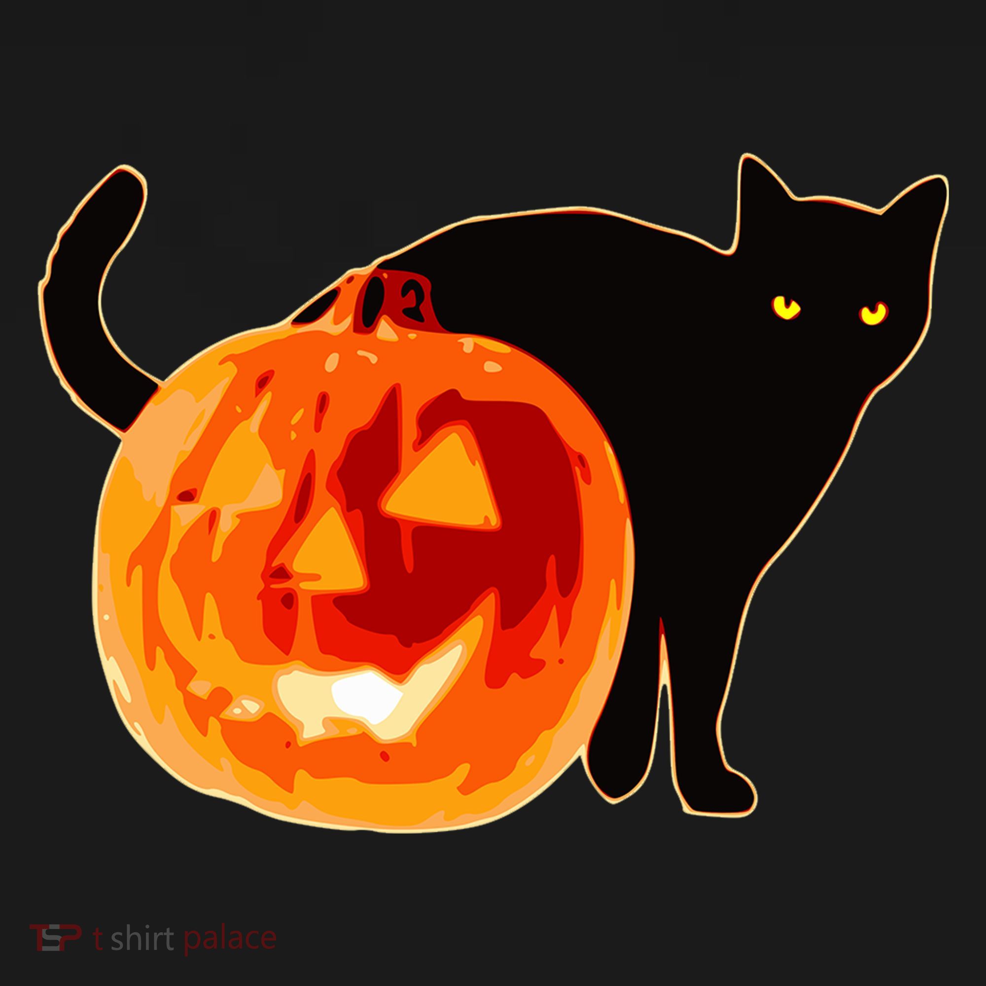 Creepy Pumpkin Jack O Lantern Black Cat Halloween Women's Tank Top