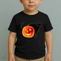Creepy Pumpkin Jack O Lantern Black Cat Halloween Toddler T-Shirt thumb 2
