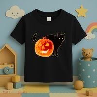 Creepy Pumpkin Jack O Lantern Black Cat Halloween Toddler T-Shirt thumb 3