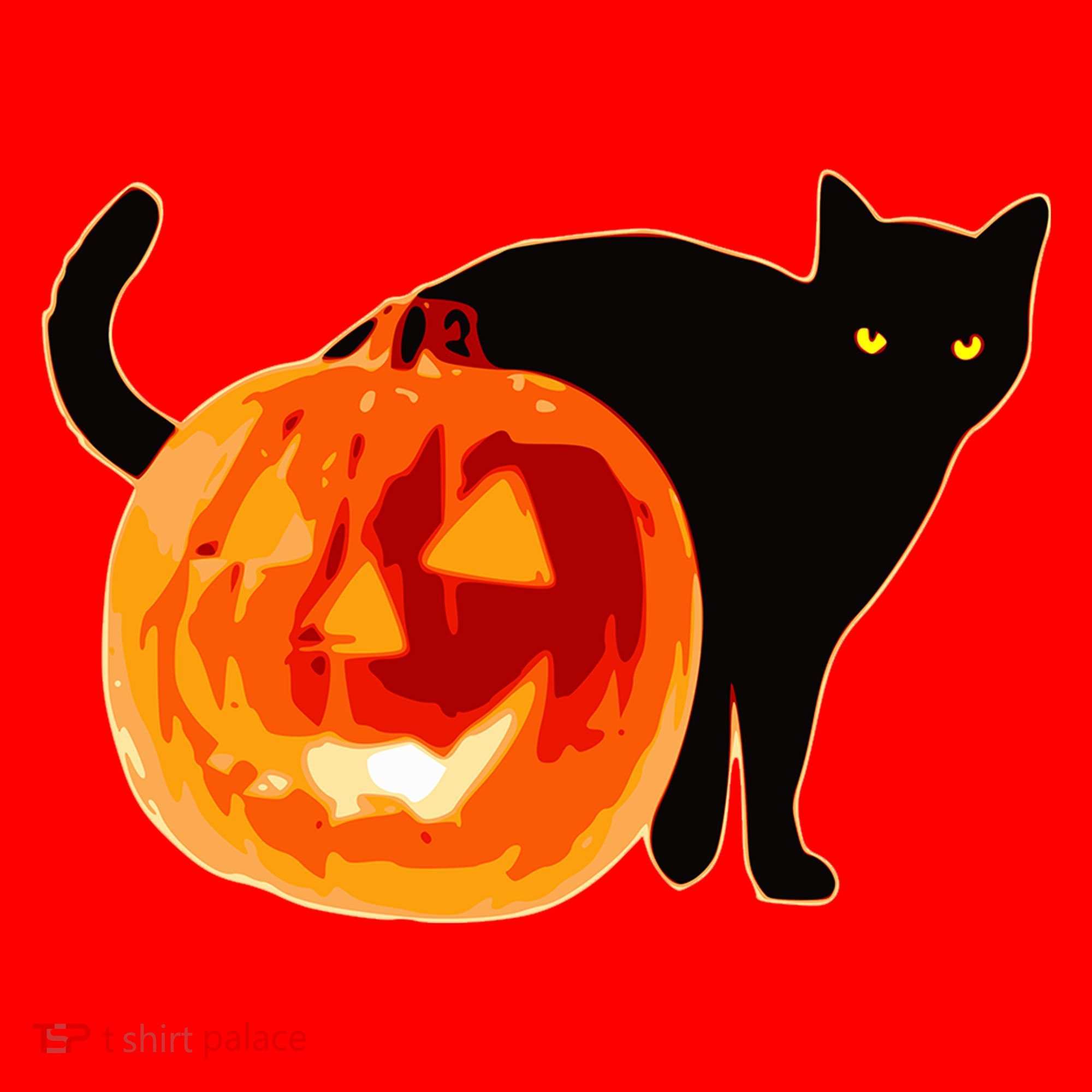 Creepy Pumpkin Jack O Lantern Black Cat Halloween Santa Hat