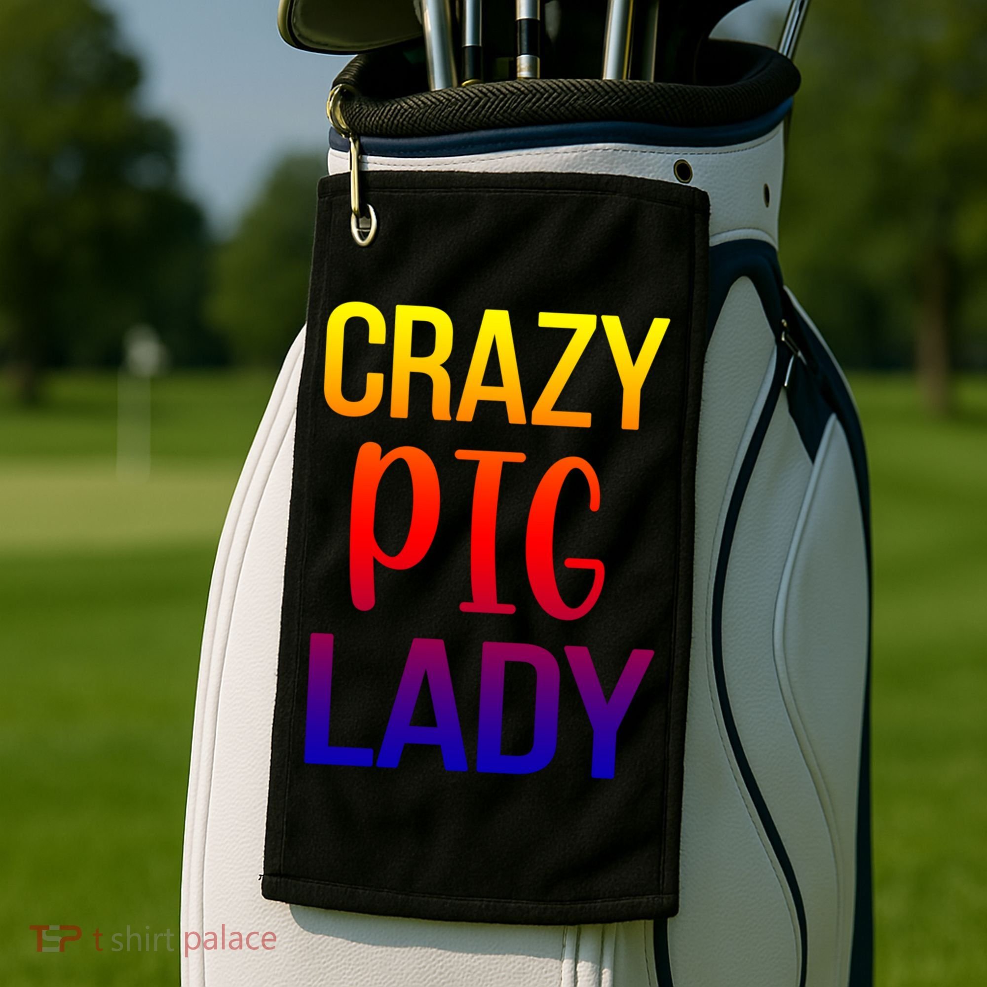 Crazy Pig Lady Pig Mom Pig Lover Pig Mama Pig Owner Cool Gift Golf Towel