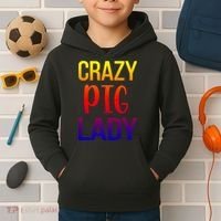 Crazy Pig Lady Pig Mom Pig Lover Pig Mama Pig Owner Cool Gift Kids Hoodie thumb 2