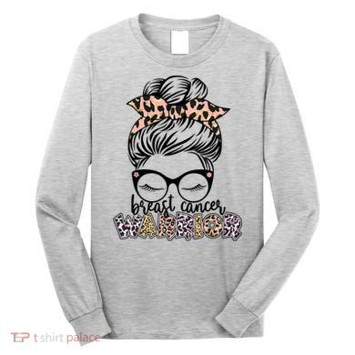 Cute Pink Leopard Print Breast Cancer Warrior Long Sleeve Shirt