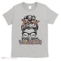 Cute Pink Leopard Print Breast Cancer Warrior T-Shirt thumb 0