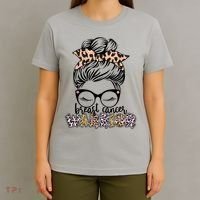 Cute Pink Leopard Print Breast Cancer Warrior T-Shirt thumb 4