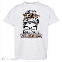 Cute Pink Leopard Print Breast Cancer Warrior Toddler T-Shirt thumb 0