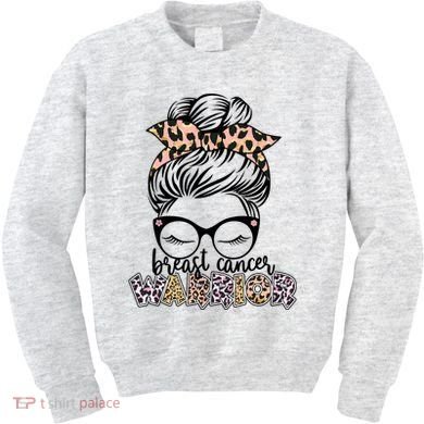 Cute Pink Leopard Print Breast Cancer Warrior Kids Sweatshirt