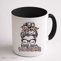 Cute Pink Leopard Print Breast Cancer Warrior Coffee Mug thumb 1