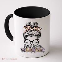Cute Pink Leopard Print Breast Cancer Warrior Coffee Mug thumb 0