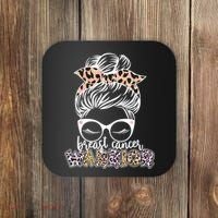 Cute Pink Leopard Print Breast Cancer Warrior Coaster thumb 0