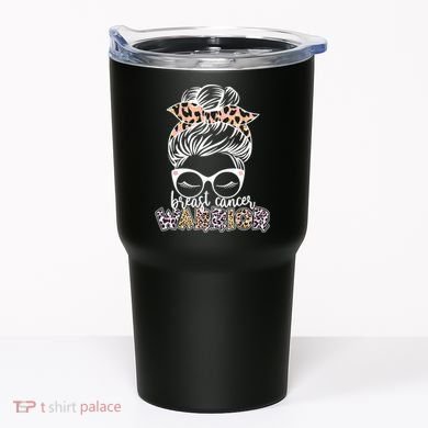 Cute Pink Leopard Print Breast Cancer Warrior Tumbler