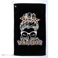 Cute Pink Leopard Print Breast Cancer Warrior Golf Towel thumb 0
