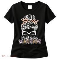Cute Pink Leopard Print Breast Cancer Warrior Women's T-Shirt thumb 0