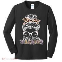 Cute Pink Leopard Print Breast Cancer Warrior Kids Long Sleeve Shirt thumb 0