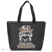 Cute Pink Leopard Print Breast Cancer Warrior Tote Bag thumb 0