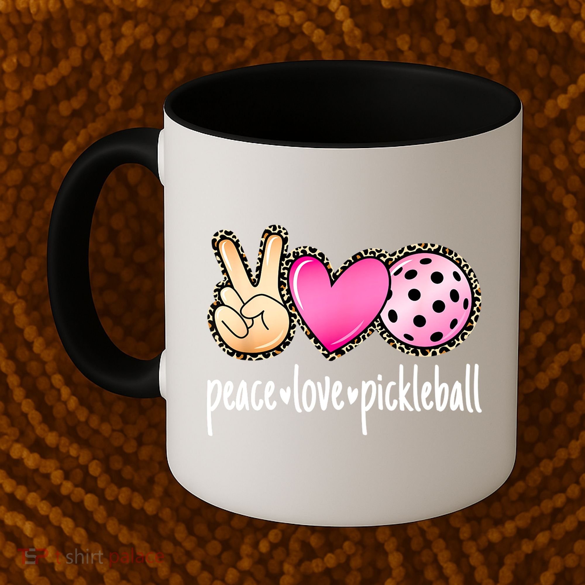 Cute Pickleballpeace Love Pickleball Lover Leopard Print Best Gift Coffee Mug