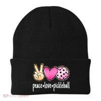 Cute Pickleballpeace Love Pickleball Lover Leopard Print Best Gift Beanie thumb 0