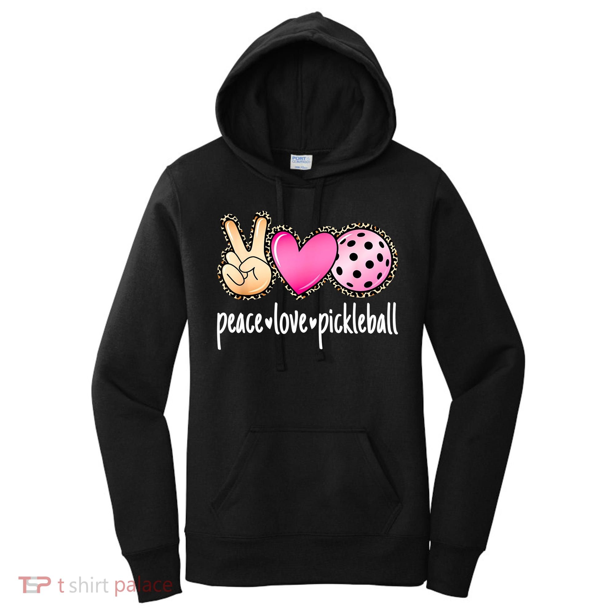 Cute Pickleballpeace Love Pickleball Lover Leopard Print Best Gift Women's Hoodie