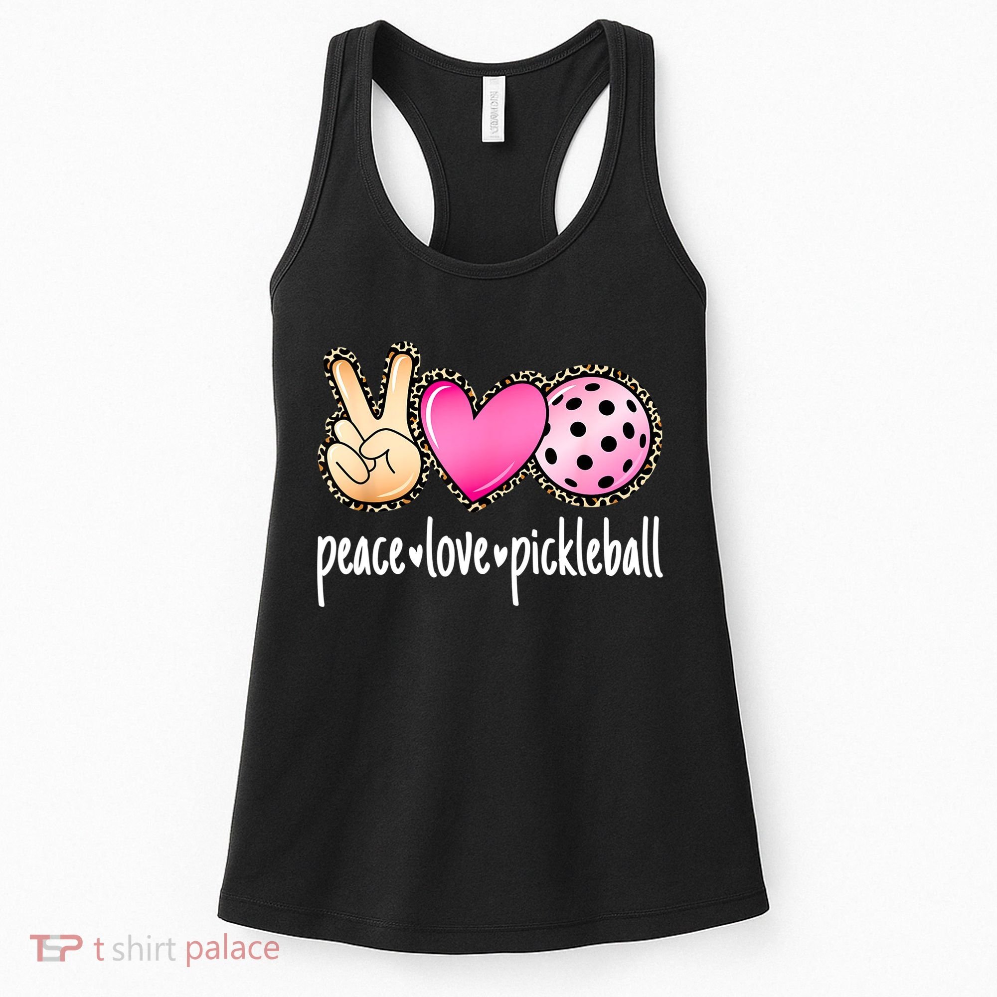 Cute Pickleballpeace Love Pickleball Lover Leopard Print Best Gift Women's Tank Top