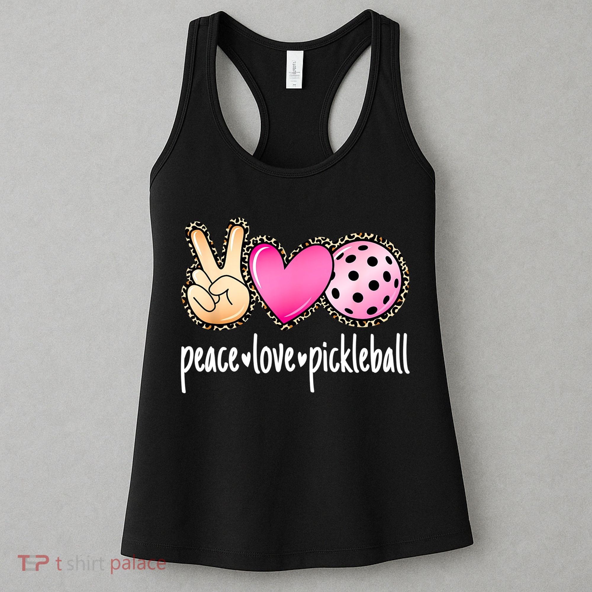 Cute Pickleballpeace Love Pickleball Lover Leopard Print Best Gift Women's Tank Top