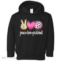 Cute Pickleballpeace Love Pickleball Lover Leopard Print Best Gift Toddler Hoodie thumb 0