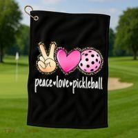 Cute Pickleballpeace Love Pickleball Lover Leopard Print Best Gift Golf Towel thumb 1
