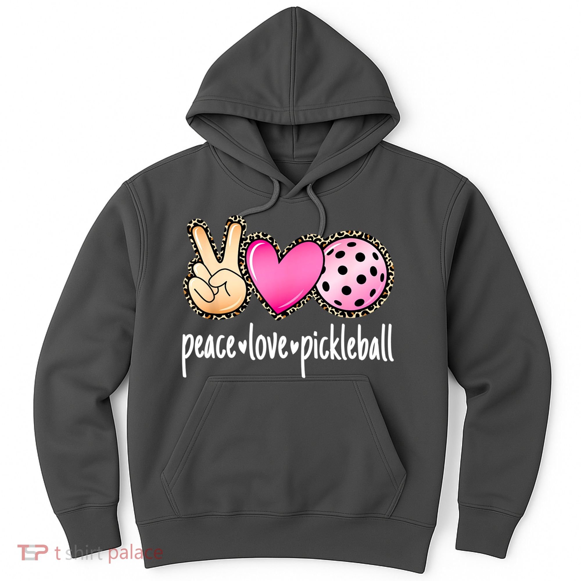 Cute Pickleballpeace Love Pickleball Lover Leopard Print Best Gift Hoodie