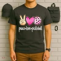 Cute Pickleballpeace Love Pickleball Lover Leopard Print Best Gift T-Shirt thumb 6