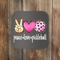 Cute Pickleballpeace Love Pickleball Lover Leopard Print Best Gift Coaster thumb 0