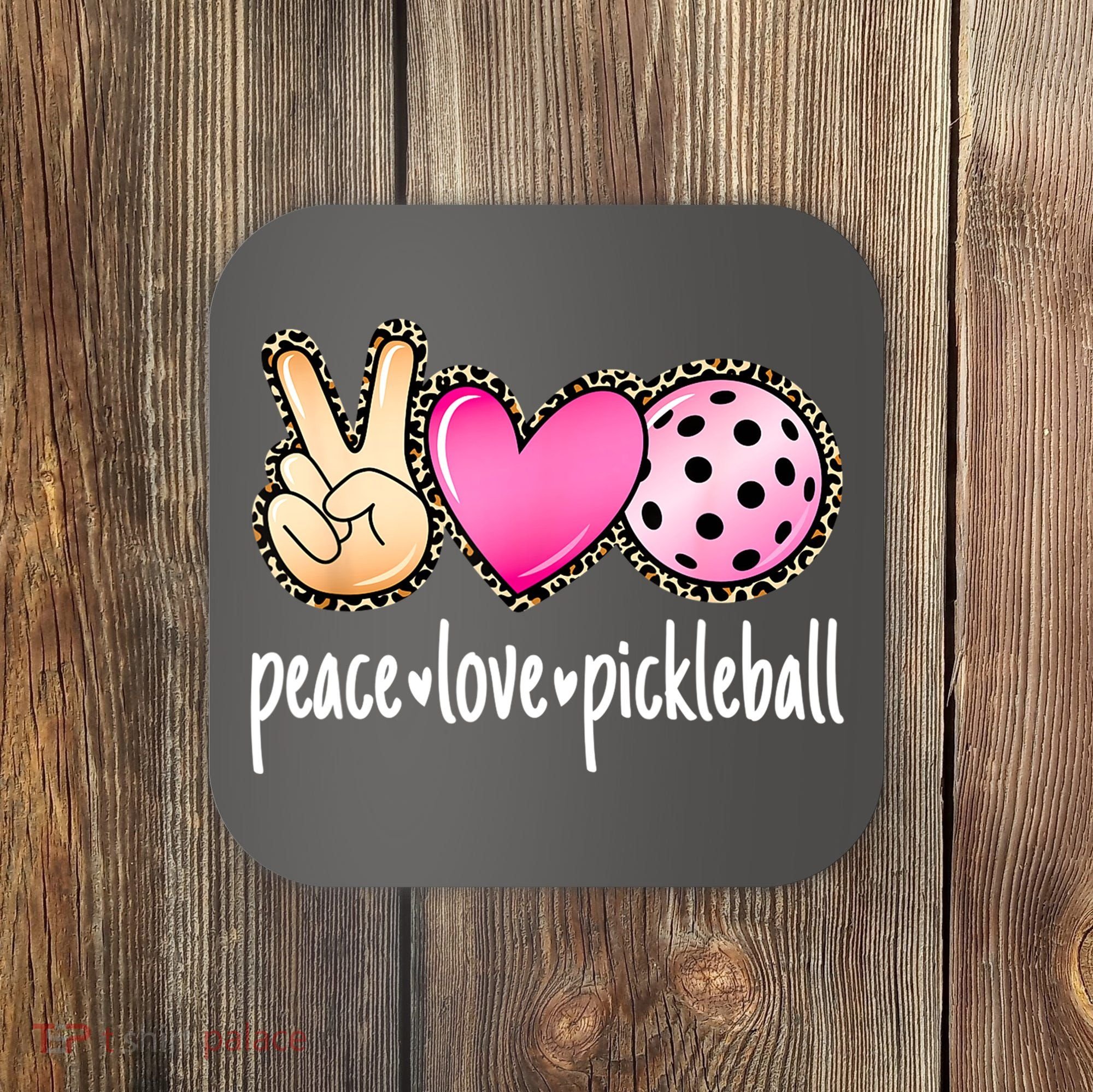 Cute Pickleballpeace Love Pickleball Lover Leopard Print Best Gift Coaster
