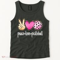Cute Pickleballpeace Love Pickleball Lover Leopard Print Best Gift Tank Top thumb 2