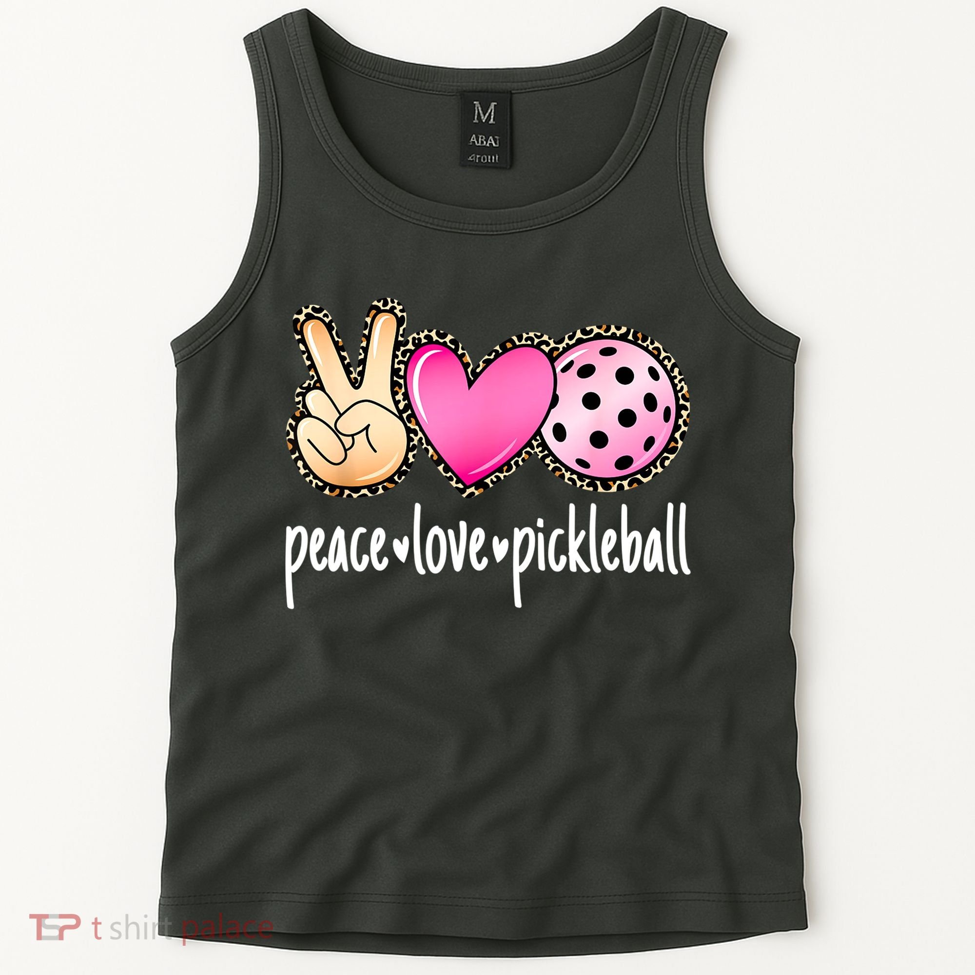 Cute Pickleballpeace Love Pickleball Lover Leopard Print Best Gift Tank Top