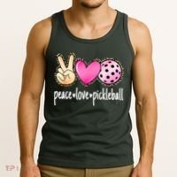 Cute Pickleballpeace Love Pickleball Lover Leopard Print Best Gift Tank Top thumb 3