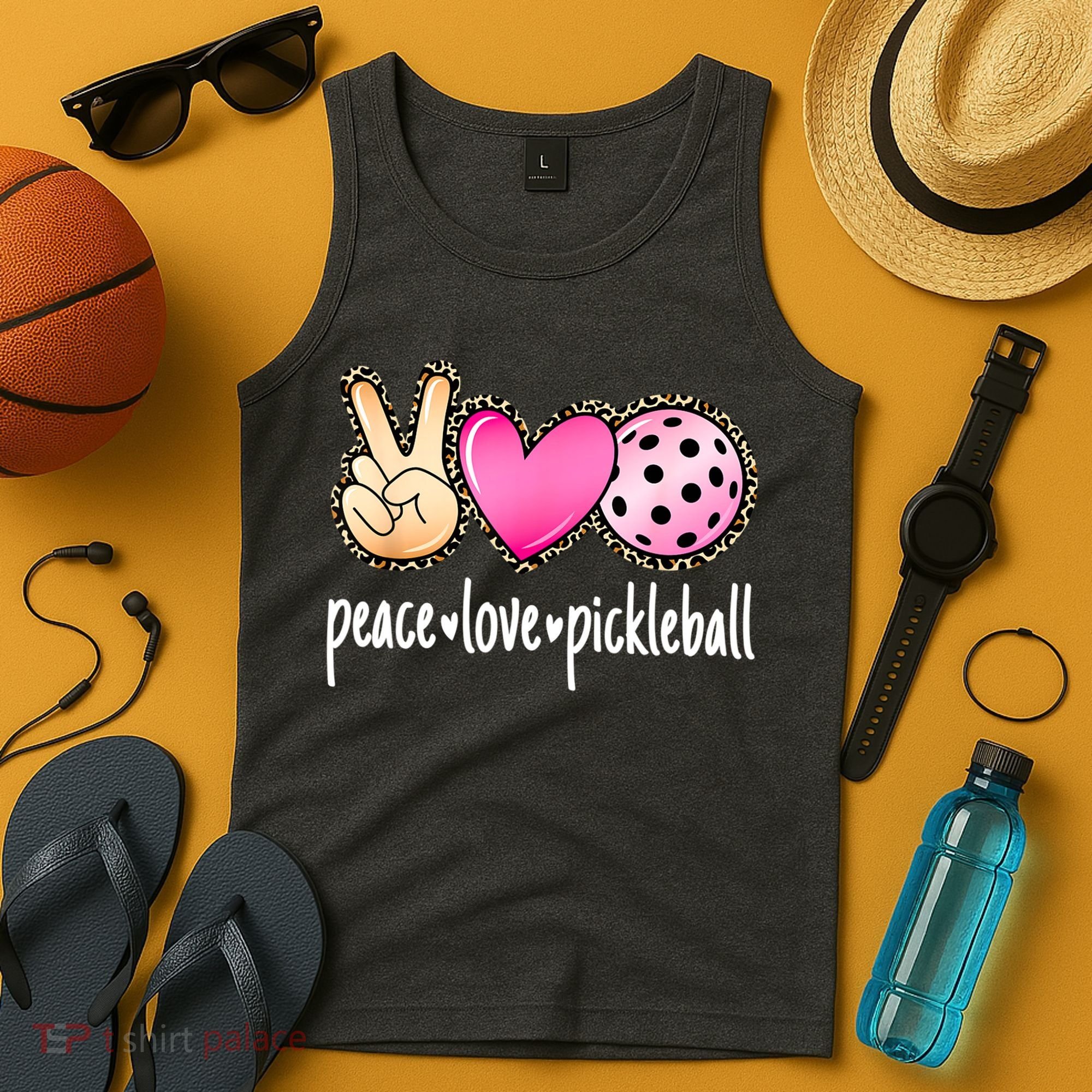 Cute Pickleballpeace Love Pickleball Lover Leopard Print Best Gift Tank Top