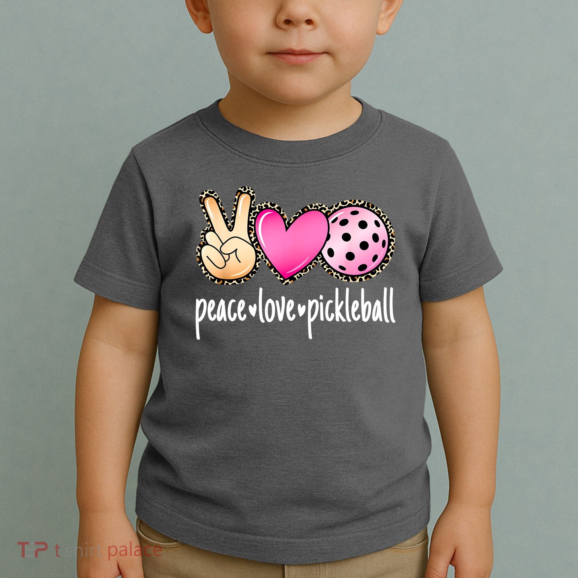Cute Pickleballpeace Love Pickleball Lover Leopard Print Best Gift Toddler T-Shirt